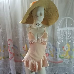 Vintage pink silk lingerie bodysuit 90s